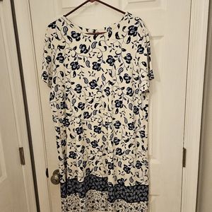 J. Jill XL Blue Floral Print Dress